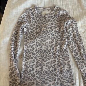 Aerie Gray Leopard Print Long Sleeve Tee